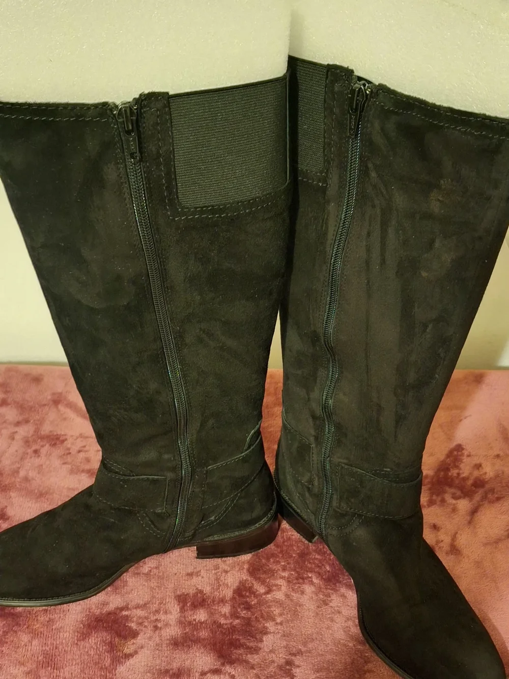 Vaneli Black Over-the-Knee Suede Boots with Side Zipper
